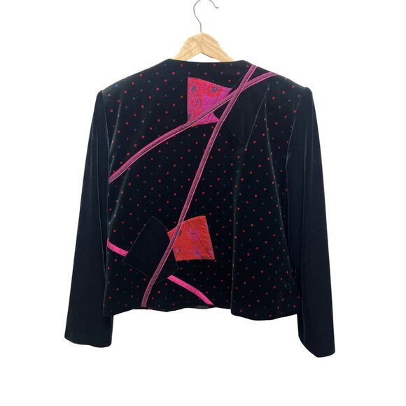 Canvasbacks Vintage 90's Abstract Pink and Black Velvet Blazer Jacket - Picture 6 of 7